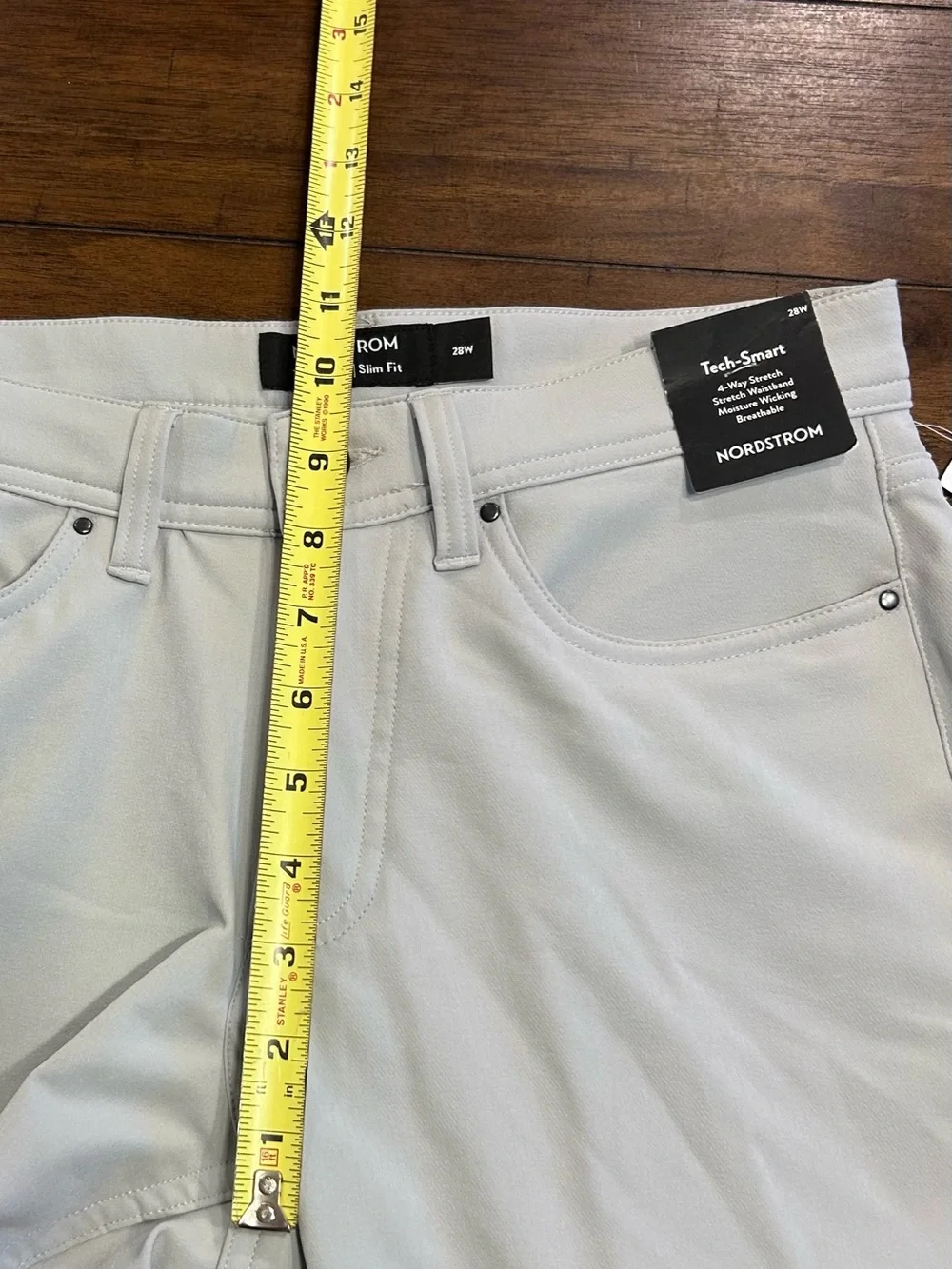 Nordstrom Tech-Smart Pants Size 28 Light Gray Slim Fit Stretch NEW